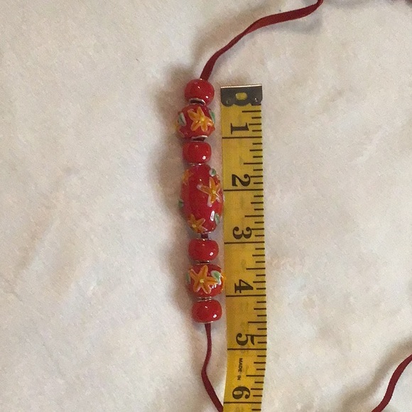 Lampwork focal beads glass beads jewelry 7 bead lot red flowers shiny large hole - Picture 4 of 5